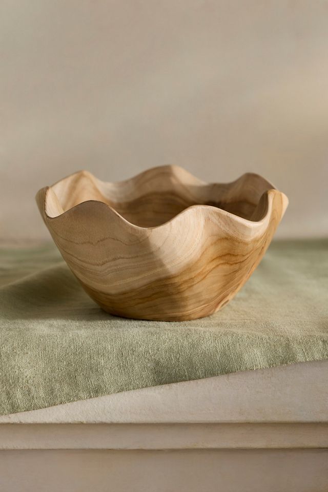 Ruffled Teak Root Bowl Planter #2