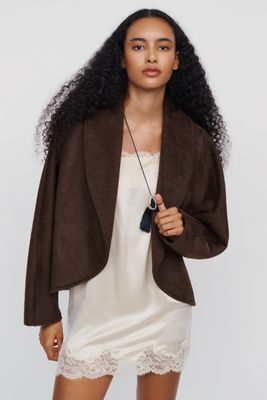 Dolman Sleeve Brushed Cocoon Jacket
