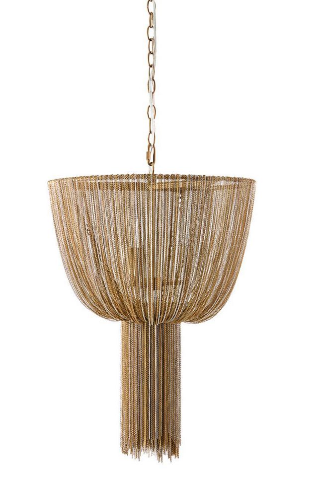 Yale Draped Brass Chain Chandelier #7