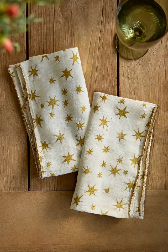 Metallic Starburst Linen Napkins, Set of 2 #2