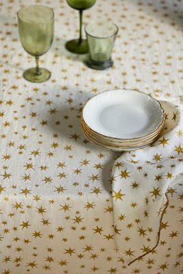 Metallic Starburst Linen Tablecloth