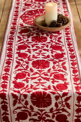Pomegranate Crewel Stitch Runner