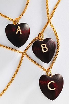 Timeless Pearly Wood Initial Pendant Necklace