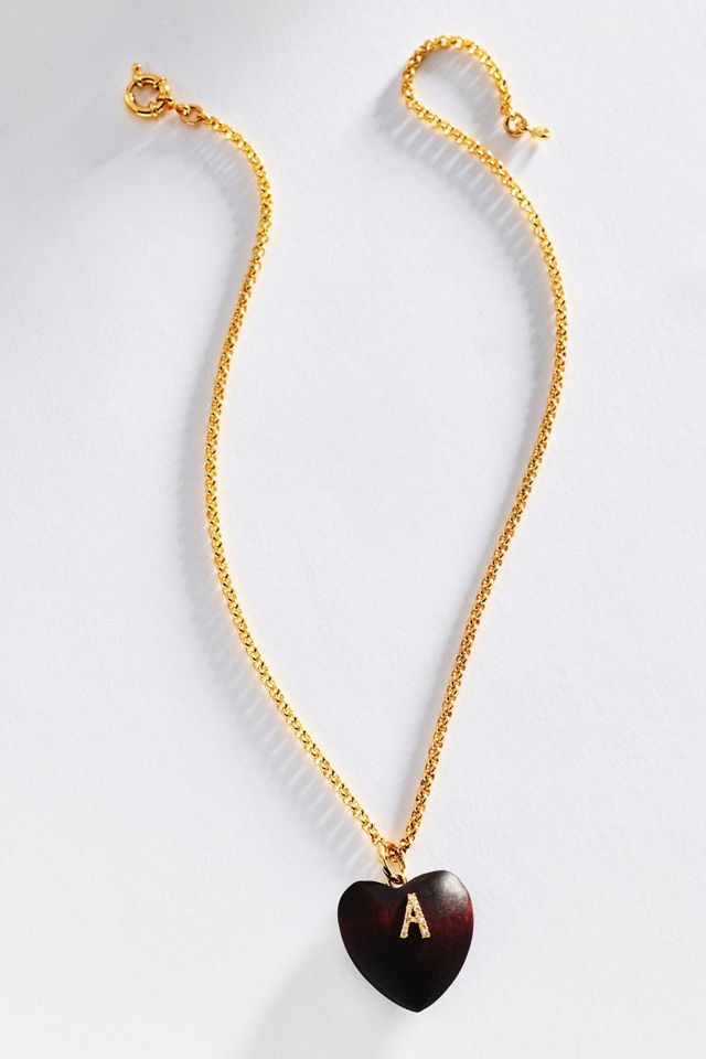 Timeless Pearly Wood Initial Pendant Necklace #2