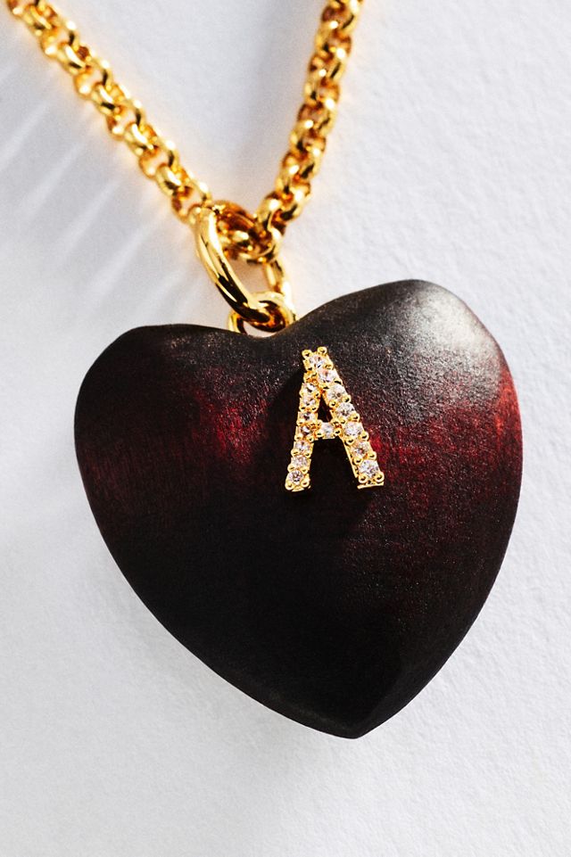 Timeless Pearly Wood Initial Pendant Necklace #1