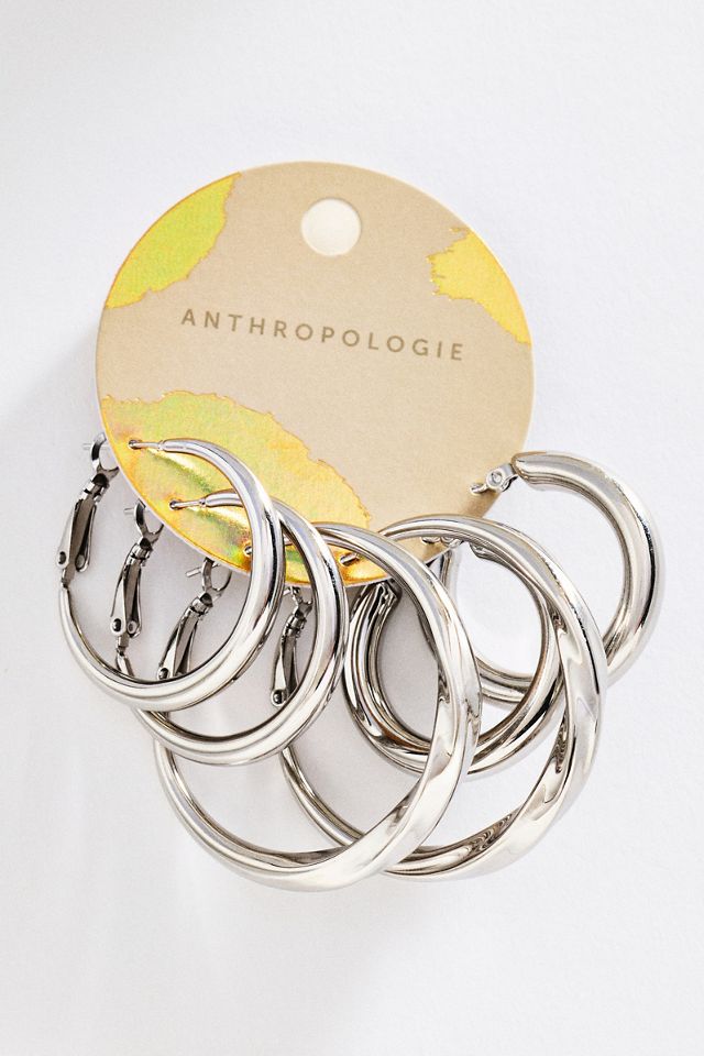 By Anthropologie Twisted Hoop Earrings, Set of 3 #1