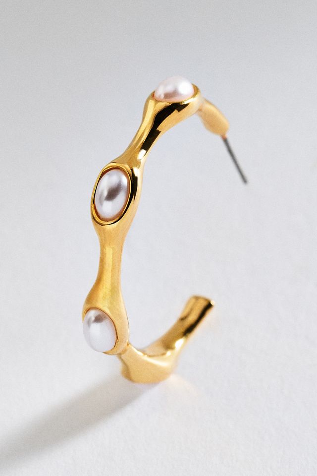 By Anthropologie Pearled Hoop Earrings #1