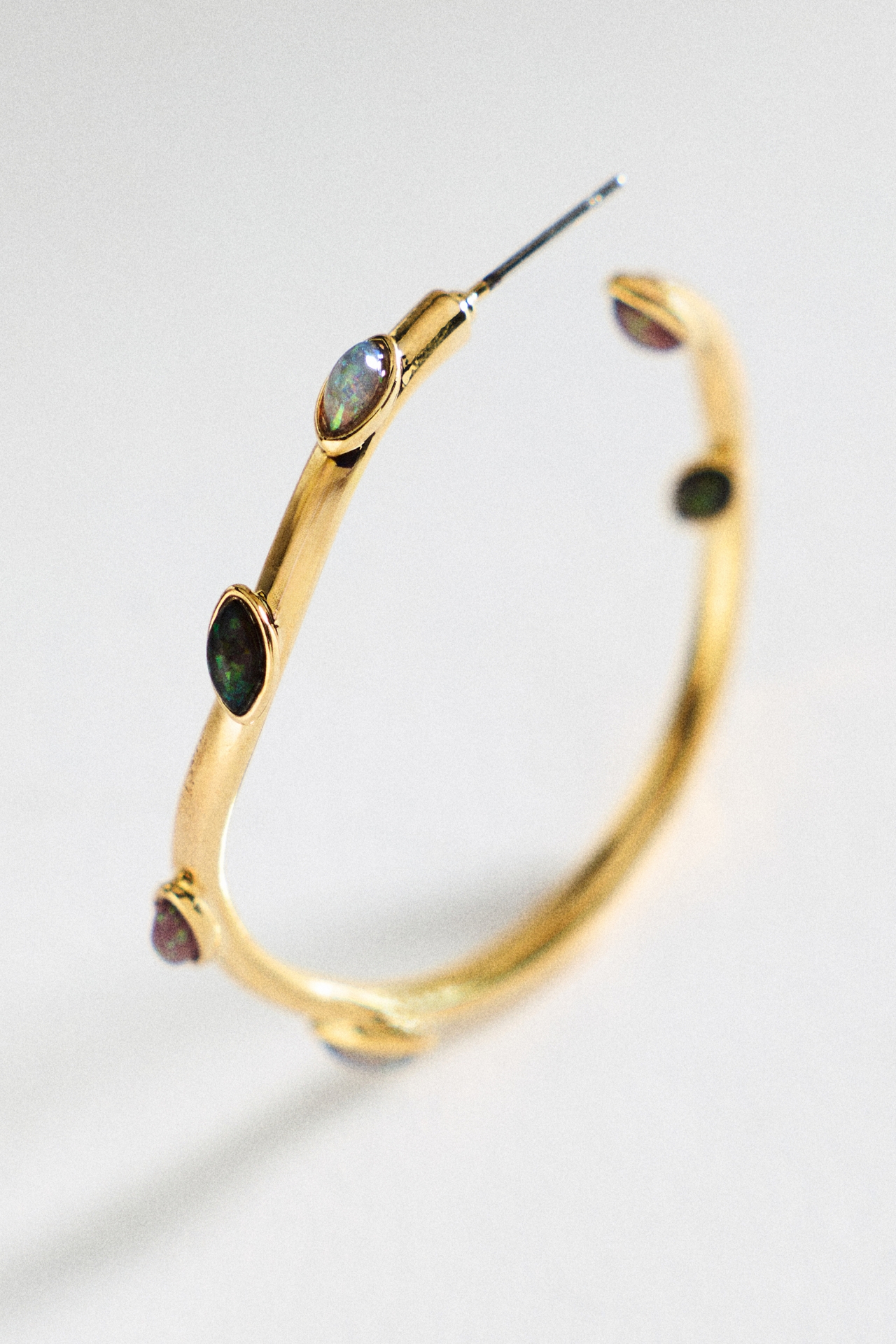 By Anthropologie Multi-Stone Large Hoop Earrings