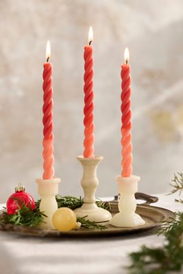 Twisty Taper Candles, Set of 3 Red Ombre