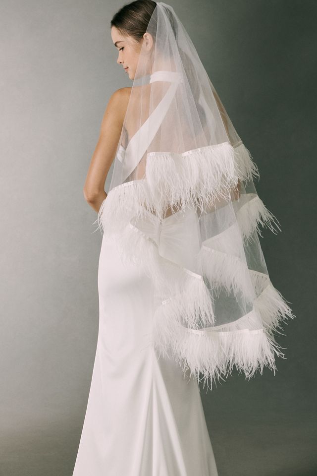 Hutch Feather Fingertip Veil #2