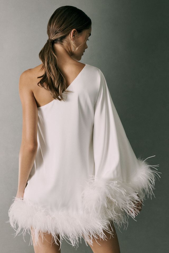 Hutch One-Shoulder Faux Feather Mini Dress #1