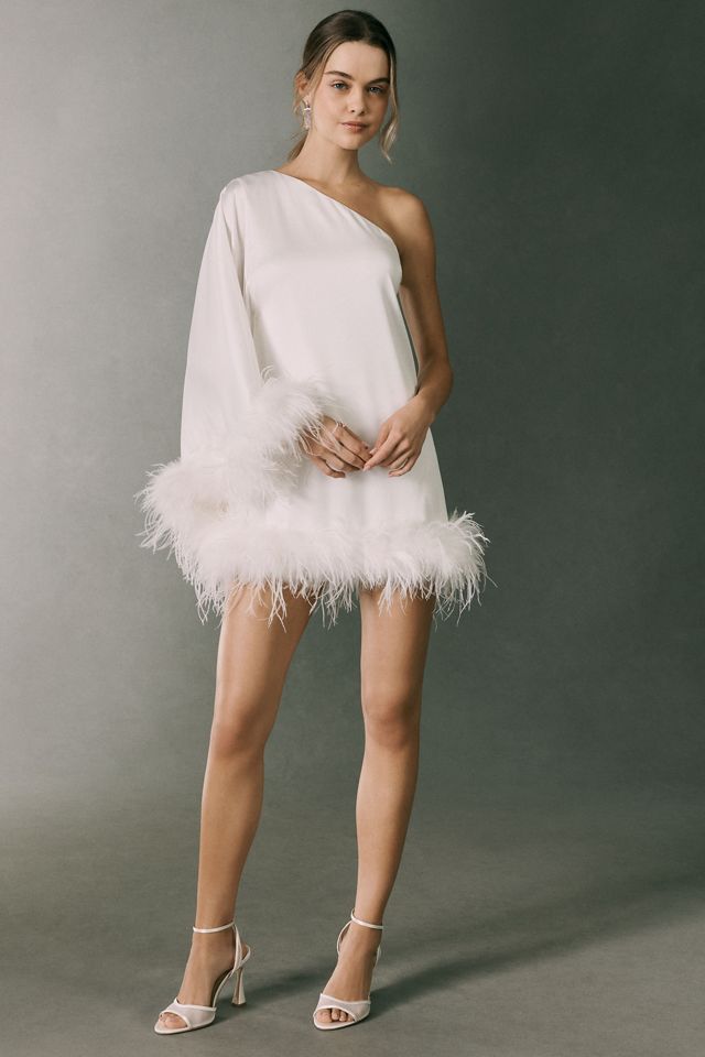 Hutch One-Shoulder Faux Feather Mini Dress #2