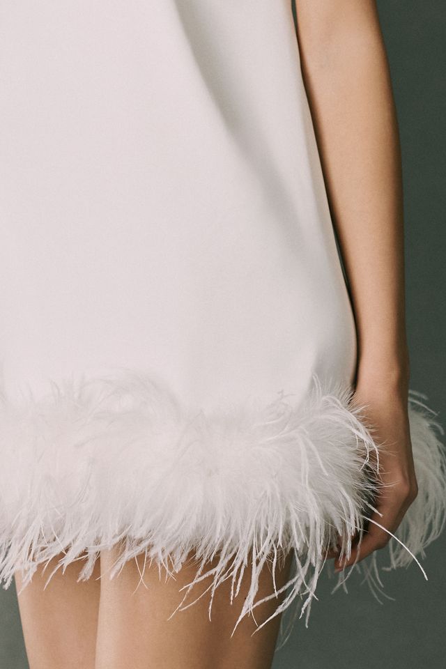 Hutch One-Shoulder Faux Feather Mini Dress #3