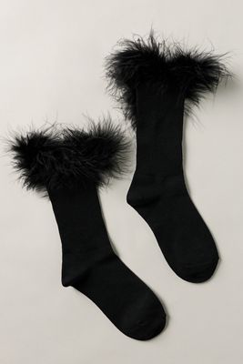 High Heel Jungle Fur-Trim Socks