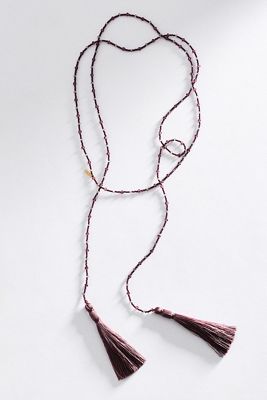 Wrap Tassel Beaded Lariat Necklace