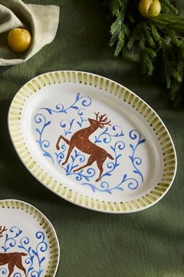 Terrain Reindeer Stoneware Serving Platter
