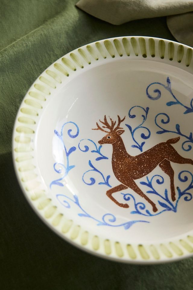 Terrain Reindeer Stoneware Serving Bowl #1