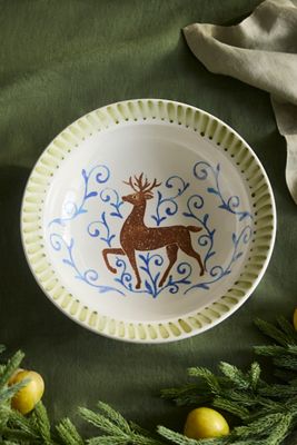 Terrain Reindeer Stoneware Serving Bowl