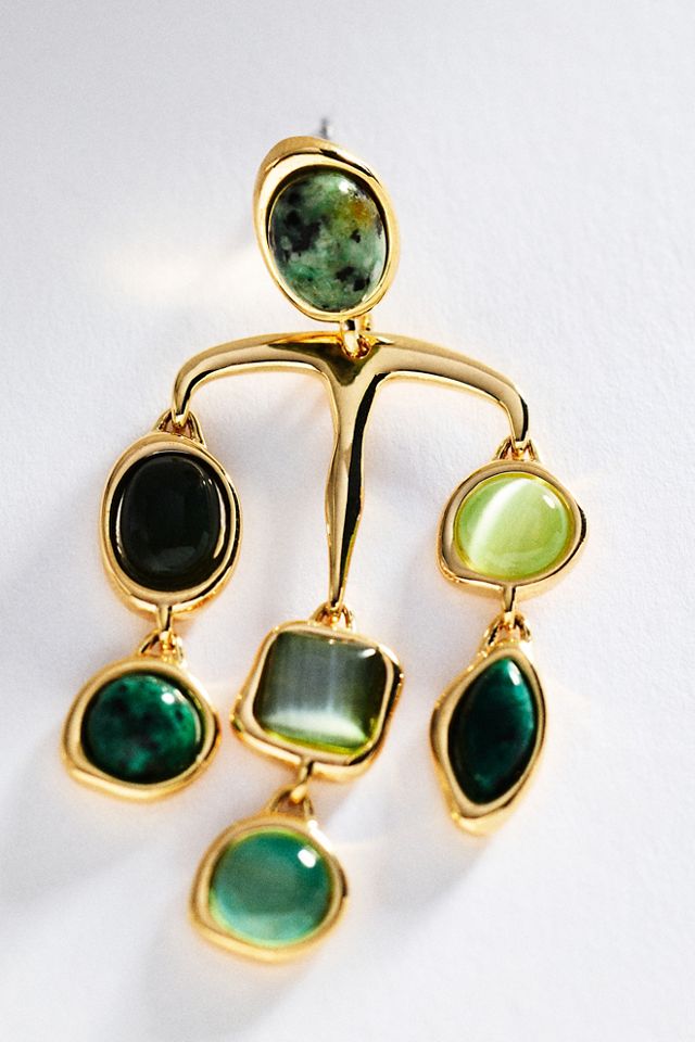 By Anthropologie Gemstone Organic Drop Earrings #1