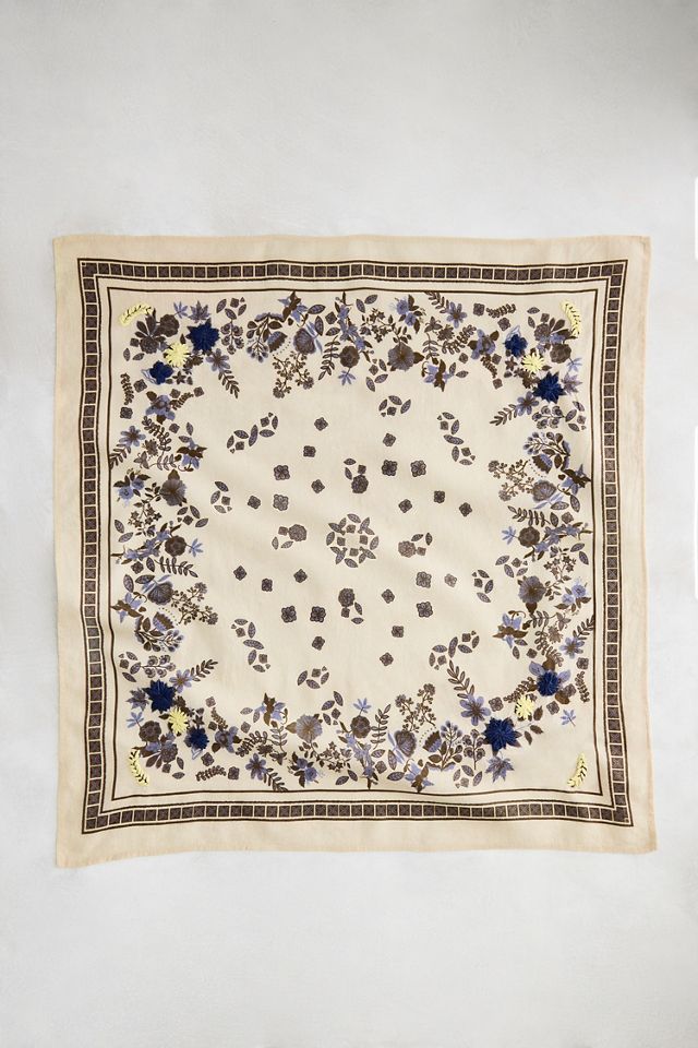 Embroidered Fall Floral Bandana #1