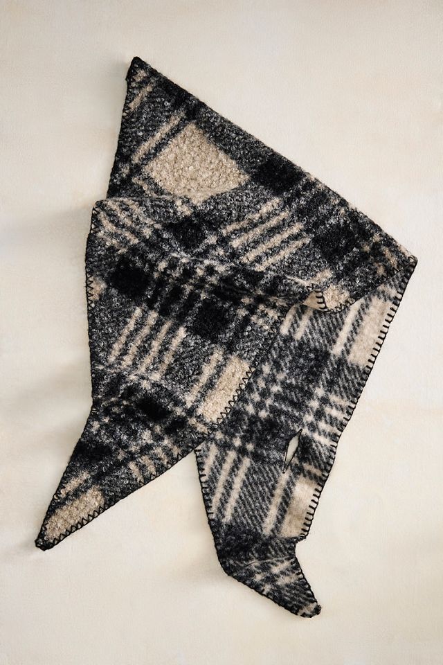 Plaid Sherpa Triangle Scarf #1