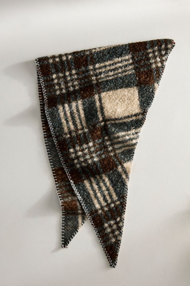 Plaid Sherpa Triangle Scarf #1