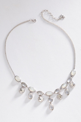 Awe Inspired Midnight Reflection Collar Necklace In Silver