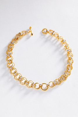 Awe Inspired Chain Mail Toggle Charm Collar Necklace In Gold