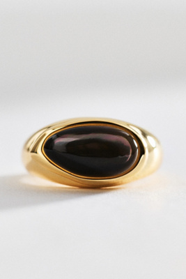 Awe Inspired Gemstone Signet Ring In Black
