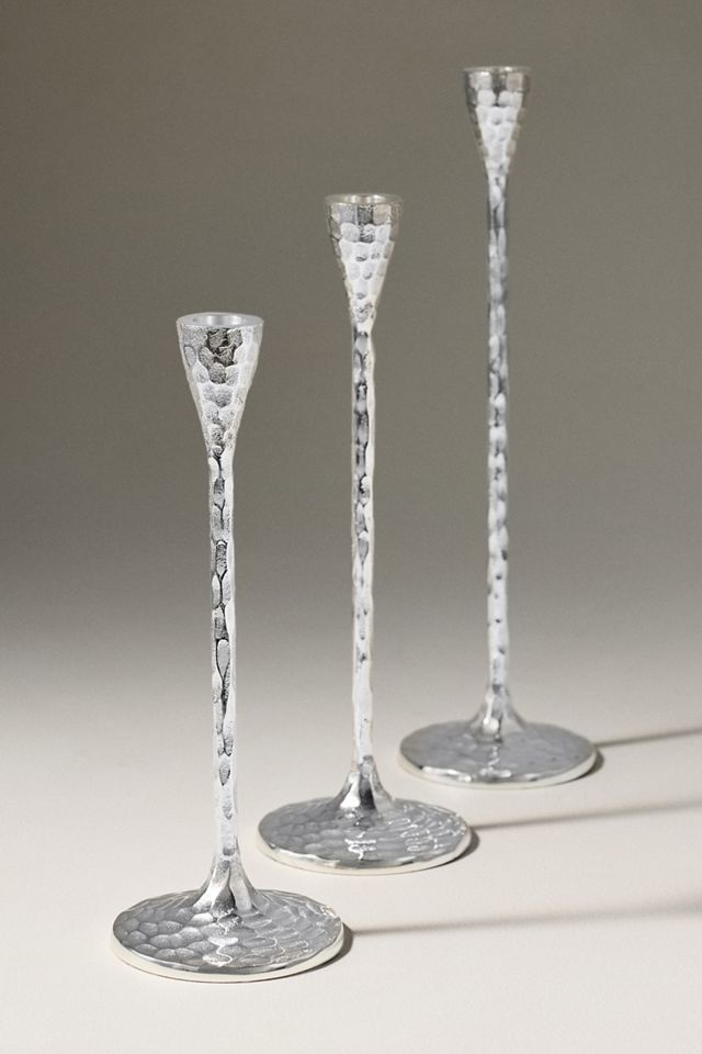 Blue Pheasant Hammered Brass Candle Holders, Set of 3 #2