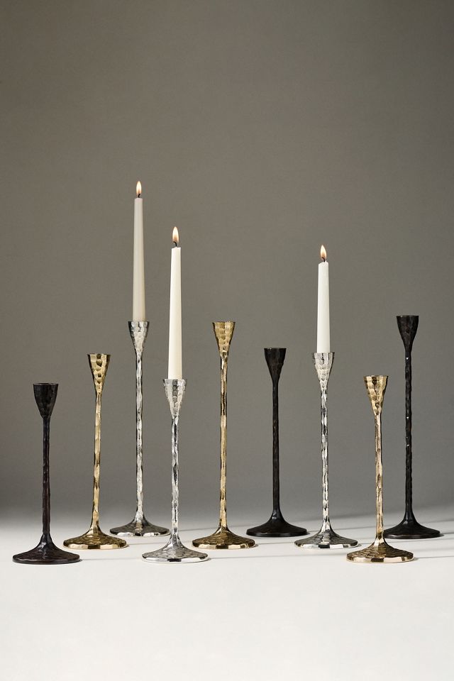 Blue Pheasant Hammered Brass Candle Holders, Set of 3 #2