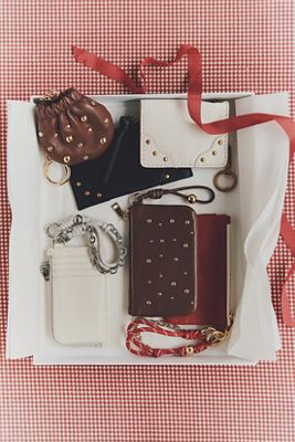By Anthropologie Arina Leather Keychain Card Wallet