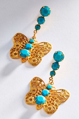 The Pink Reef Filagree Butterfly Drop Earrings