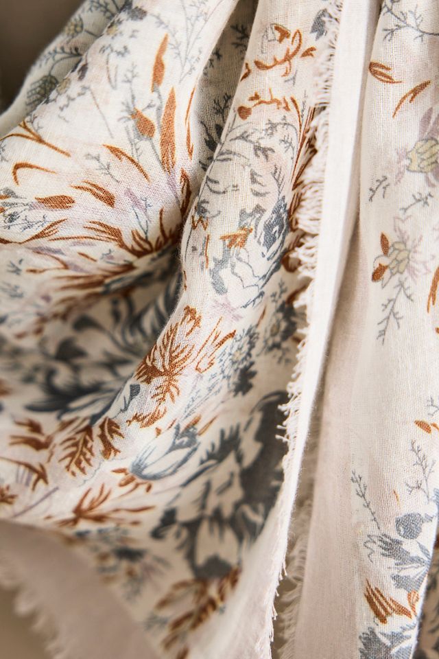 Frayed Edge Fall Floral Scarf #1