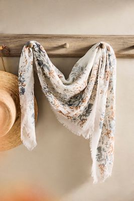 Frayed Edge Fall Floral Scarf