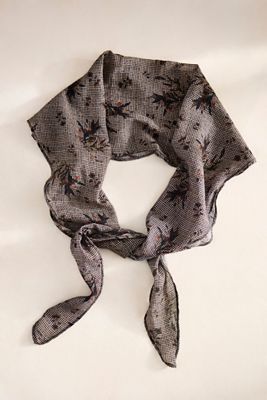 Gingham Floral Cotton Scarf