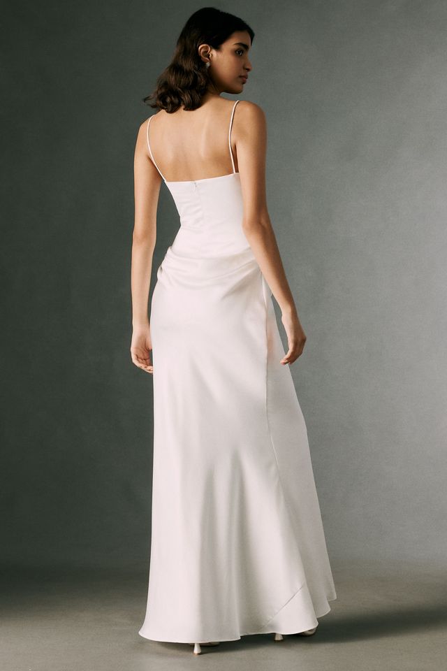 BHLDN Draped Satin Slip Maxi Dress #2