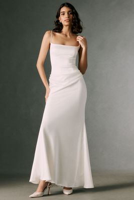 BHLDN Draped Satin Slip Maxi Dress