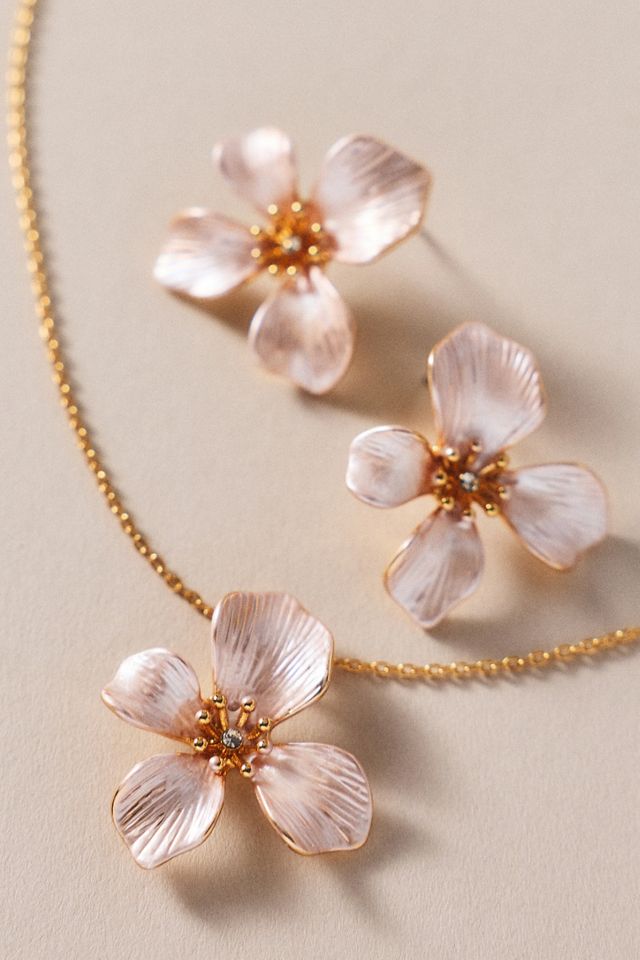 Lilly Floral Earrings and Necklace Set #1