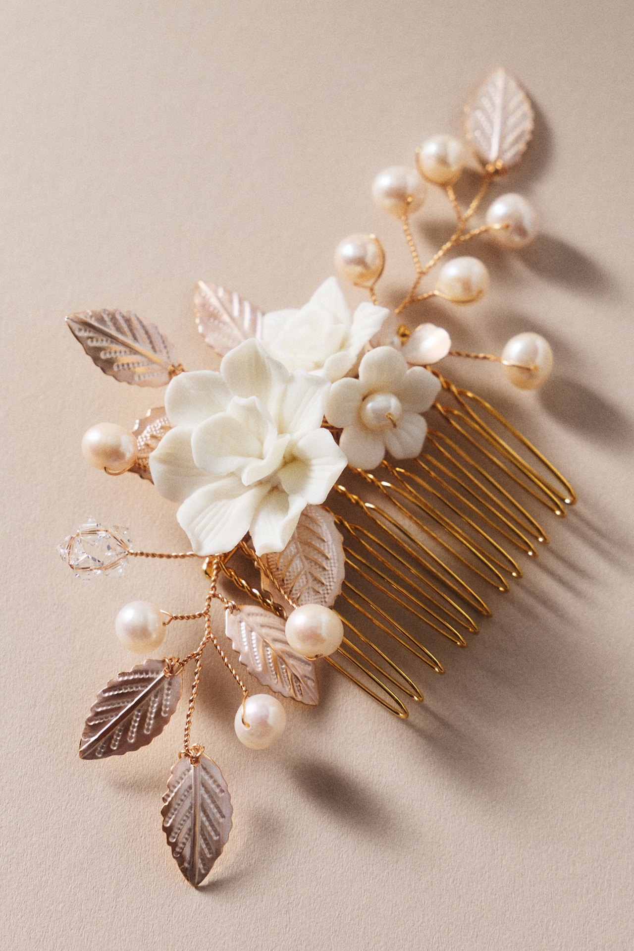 Rosette and Pearls Bridal Hair Comb