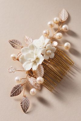 Rosette and Pearls Bridal Hair Comb