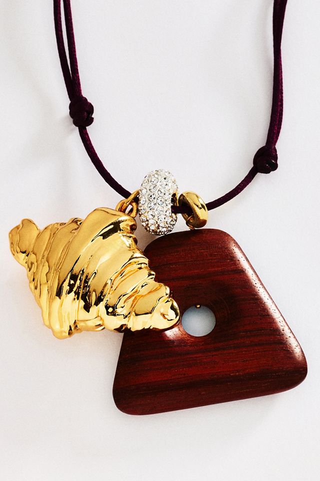 Timeless Pearly Corded Croissant Necklace #1