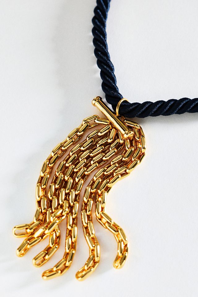 Timeless Pearly Corded Tassel Necklace #1