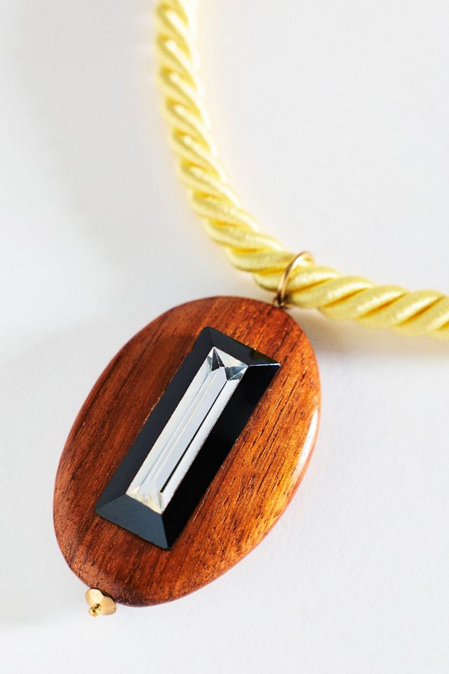 Timeless Pearly Yellow Corded Wood Necklace #1