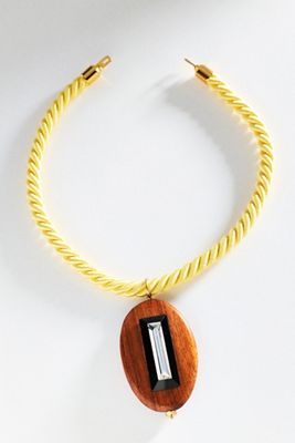 Timeless Pearly Yellow Corded Wood Necklace