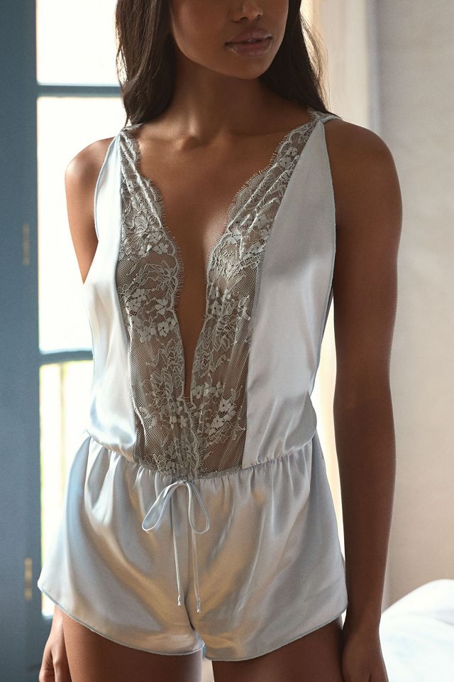 Madeleine Fig Gigi Satin Romper #1