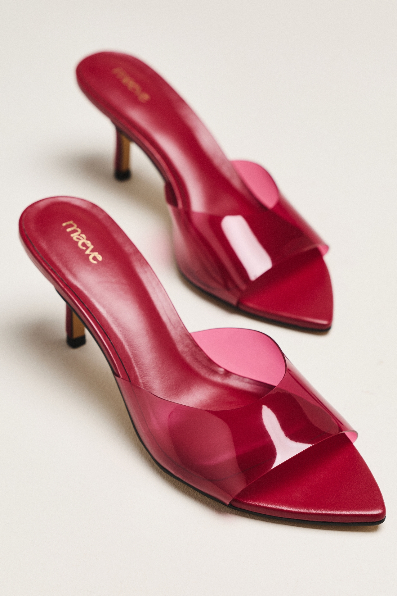 Maeve PVC Pointed-Toe Mule Heels
