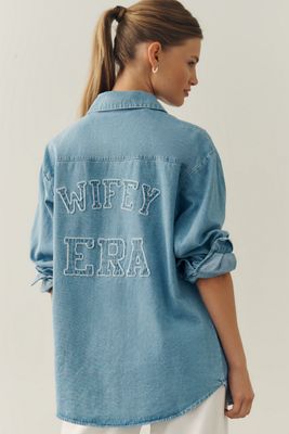 En Elly Wifey Era 100% Cotton Denim Buttondown Shirt