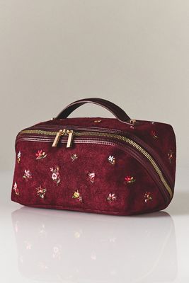 Shiraleah Exclusive Faux Suede Embroidered Cosmetic Bag