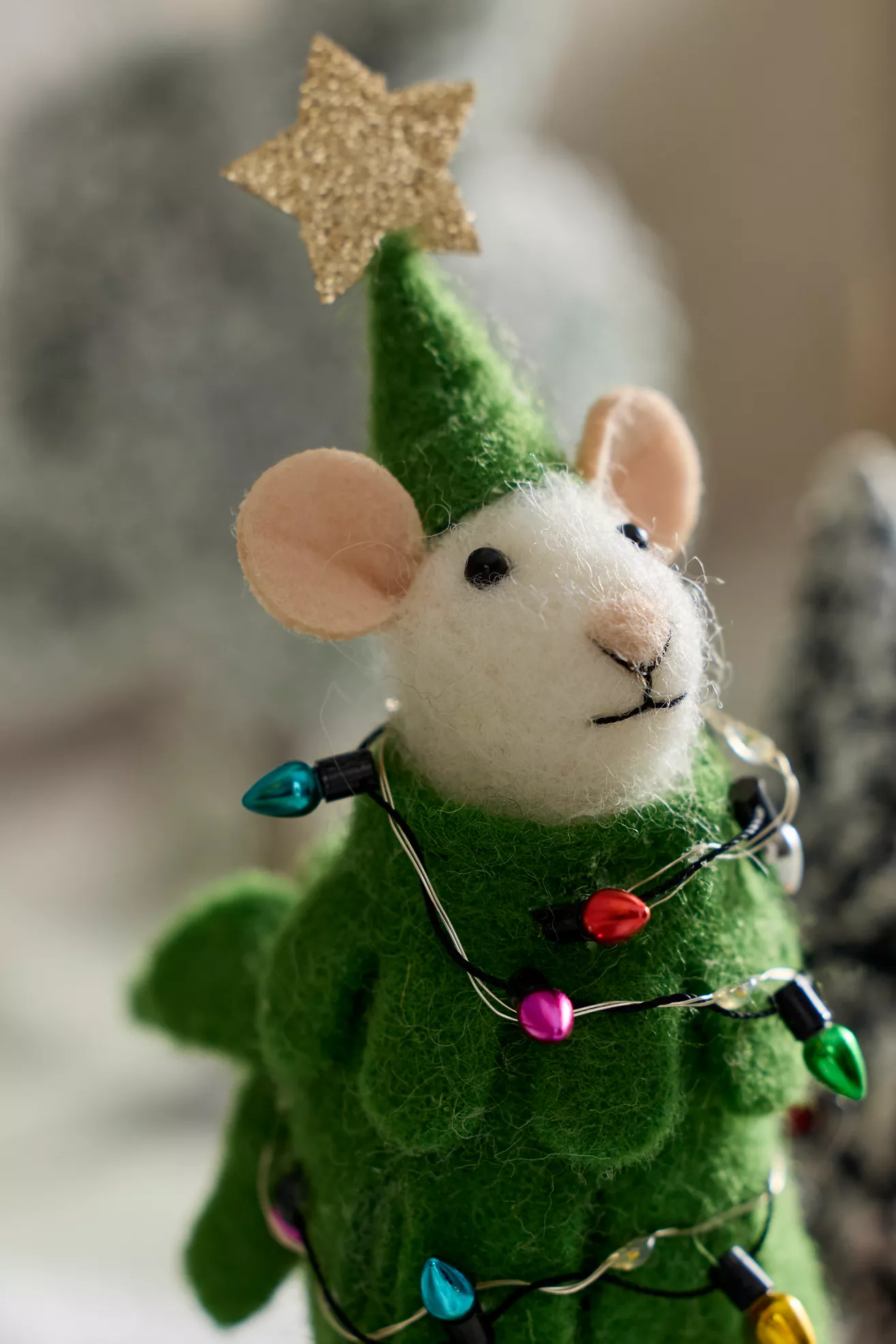 Terrain Illuminated LED Christmas Tree Mouse Felt Critter - thumbnail 2